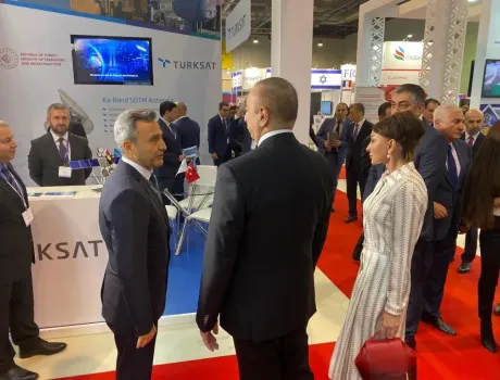 Azerbaijan President İlham Aliyev visits Türksat stand